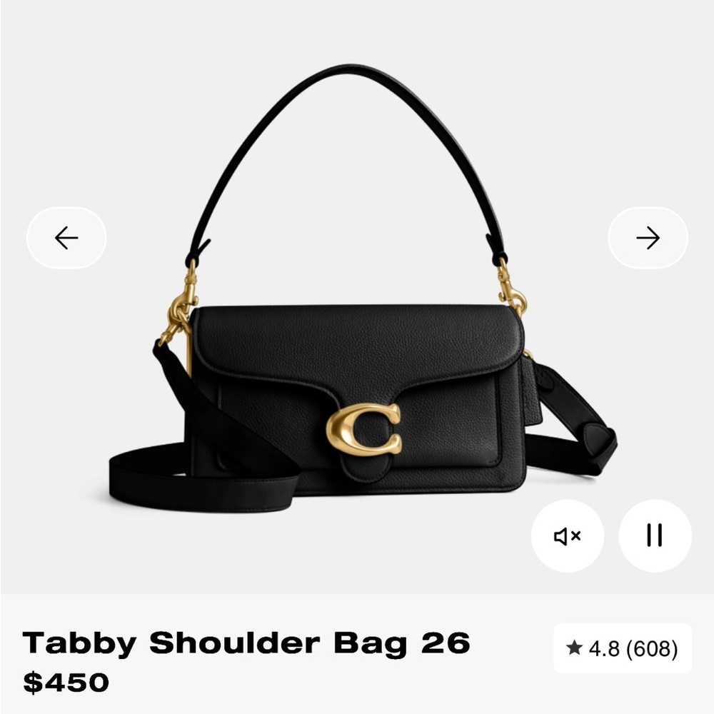Black Leather Coach Tabby Shoulder Bag 26 - Picture 2 of 10